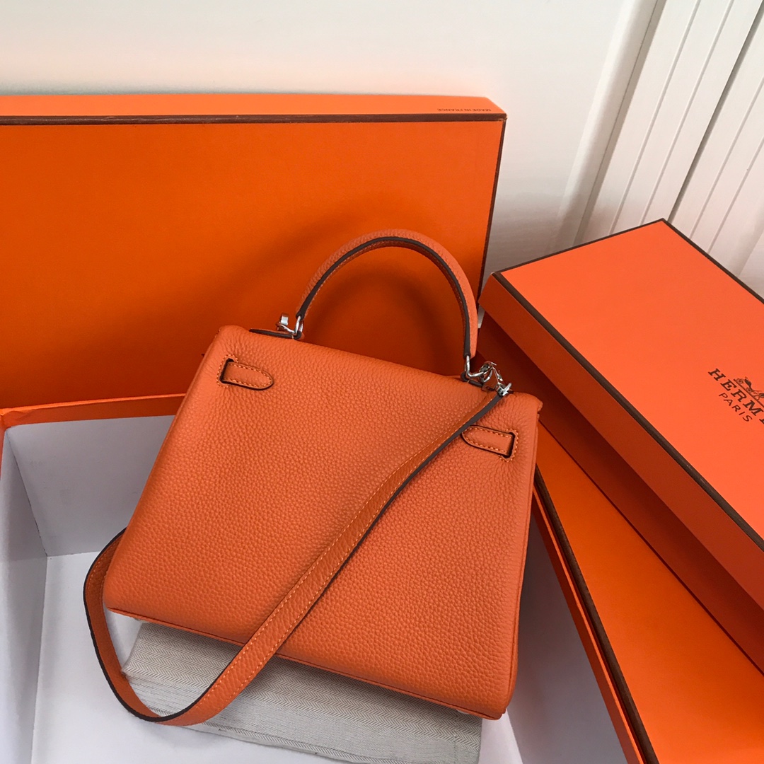 Hermes Kelly 32cm Handbag Shoulder Bag in Orange Togo Leather